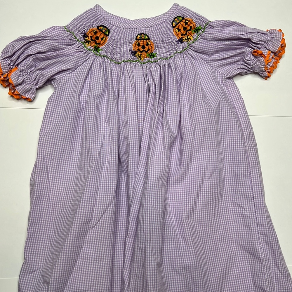 Southern tots size 3T jack-o’-lantern Halloween smocked dress